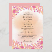 紫とオレンジの秋の結婚式招待状 招待状 (正面/裏面)