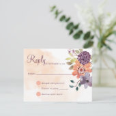 紫とオレンジの秋フローラ秋の返信 出欠カード (スタンド正面)