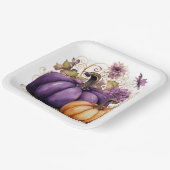 紫とオレンジの秋秋のカボチャ ペーパープレート (傾斜あり)