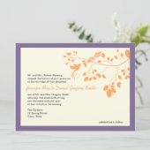 紫とオレンジの結婚式招待状は鳥を愛 招待状 (スタンド正面)