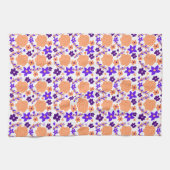 紫とオレンジの花 キッチンタオル (横)