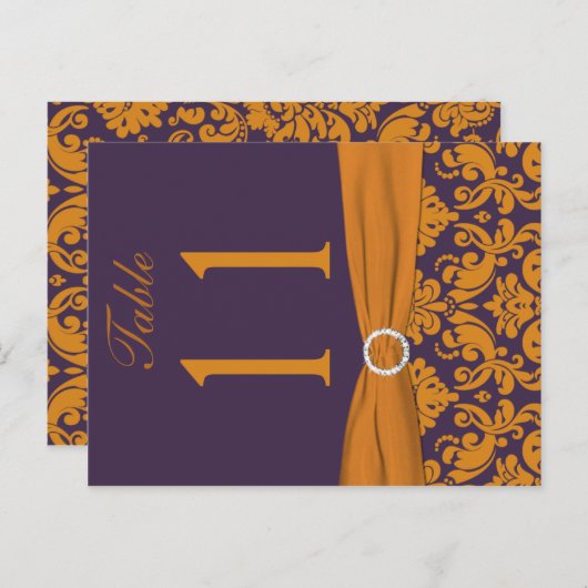 紫とオレンジの表番号はがき ポストカード (正面/裏面)