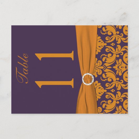 紫とオレンジの表番号はがき ポストカード (正面)