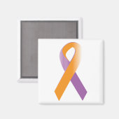 紫とオレンジの認識度リボン マグネット (正面/裏面)