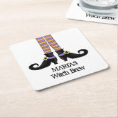 紫とオレンジの靴とウィムシーストライプ魔女 スクエアペーパーコースター (アングル)