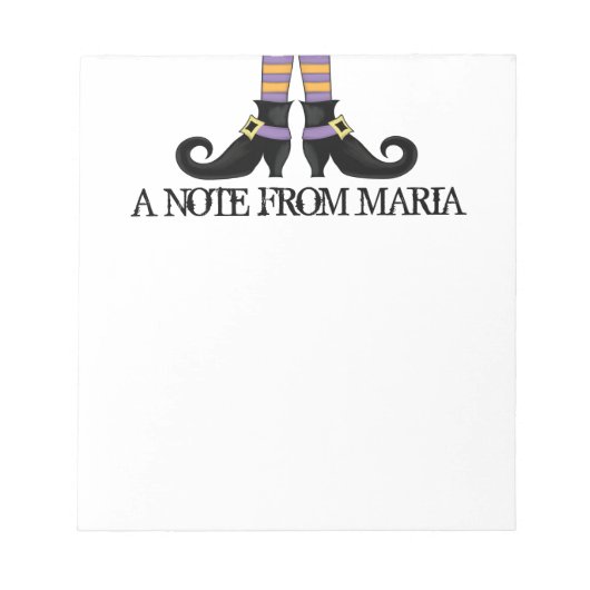 紫とオレンジの靴とウィムシーストライプ魔女 ノートパッド (正面)