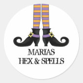 紫とオレンジの靴とウィムシーストライプ魔女 ラウンドシール (正面)