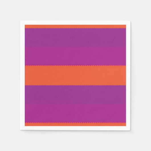 紫とオレンジストライプの スタンダードカクテルナプキン (正面)
