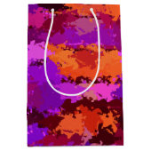 紫とオレンジ(ばちゃばちゃ)跳ねる ミディアムペーパーバッグ (正面)