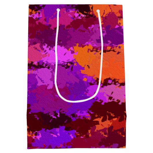紫とオレンジ(ばちゃばちゃ)跳ねる ミディアムペーパーバッグ (裏面)
