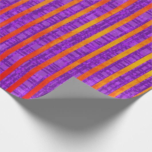 紫とオレンジ、ストライプ水玉模様 ラッピングペーパー (角)