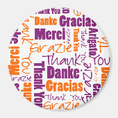 紫とオレンジ |多言語 マグネット (正面)