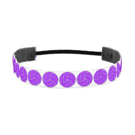 紫とカスタム白のバレーボールのヘッドバンド アスレチックヘッドバンド