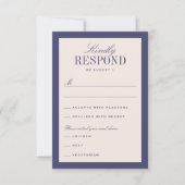 紫とクリームのエレガクラシックントウェディング 出欠カード (正面)