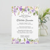 紫とクリームのフローラブライダルシャワー招待 招待状 (スタンド正面)