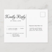 紫とクリームのフローラ結婚式RSVP食事の選択肢 インビテーションポストカード (裏面)