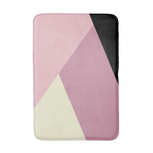 紫とクリームのモダン抽象芸術幾何 バスマット (正面縦)