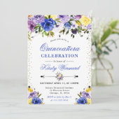 紫とクリームの夏の花キンセアニェラ 招待状 (スタンド正面)
