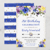 紫とクリームの夏の花21歳の誕生日 招待状 (正面/裏面)