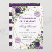 紫とクリームの春の花フレームキンセアニェラ 招待状 (正面/裏面)