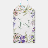 紫とクリームの縁どフローラ結婚の ギフトタグ (正面)