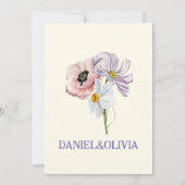 紫とクリームの縁どフローラ結婚の サンキューカード (裏面)