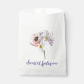 紫とクリームの縁どフローラ結婚の フェイバーバッグ (正面)