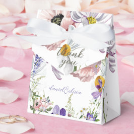 紫とクリームの縁どフローラ結婚の フェイバーボックス