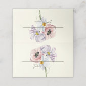 紫とクリームの縁どフローラ結婚の プレイスカード (外部開封)