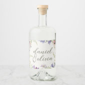 紫とクリームの縁どフローラ結婚の リキュールボトルラベル (正面)
