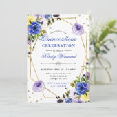 紫とクリームの花とフレームキンセアニェラ 招待状 (スタンド正面)