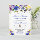 紫とクリームの花のSweet sixteen 招待状 (スタンド正面)