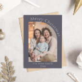 紫とクリームアーモダンチフォトクリスマス シーズンカード