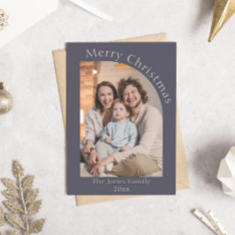 紫とクリームアーモダンチフォトクリスマス シーズンカード