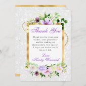 紫とクリーム夏の花金ゴールドキンセアニェラ サンキューカード (正面/裏面)