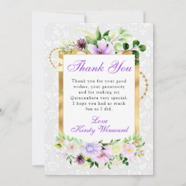 紫とクリーム夏の花金ゴールドキンセアニェラ サンキューカード