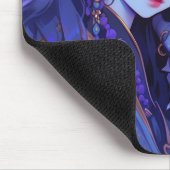 紫とクール金ゴールドの角のある小妖精や小人アニメ少女 マウスパッド (コーナー)