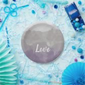 紫とグラデーション灰色の愛の優雅なグラデーション ペーパープレート (パーティー)