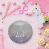 紫とグラデーション灰色の愛の優雅なグラデーション ペーパープレート (パーティー)