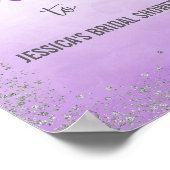 紫とグラデーション銀の歓迎ポスタープリント ポスター (角)