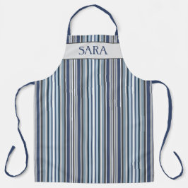 紫とグレーのストライプ エプロン