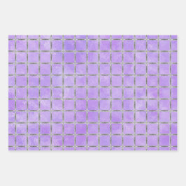 紫とグレーの幾何学的 ラッピングペーパーシート