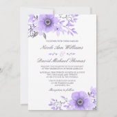 紫とグレーの水の色結婚フローラのv2 招待状 (正面)