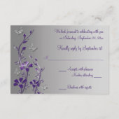 紫とグレーの花と蝶の返信カード 出欠カード (裏面)