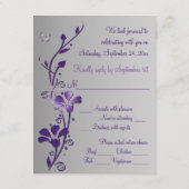 紫とグレーの花と蝶のRSVPカード2 出欠カード (裏面)