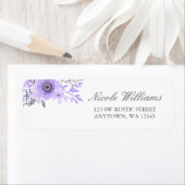 紫とグレーウォーターのカラーフローラ住所 シール (インサイチュ)