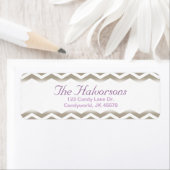 紫とグレーシェブロンの住所 シール (インサイチュ)