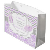紫とグレーシェブロンバレリーナありがとう ラージペーパーバッグ (裏面アングル)