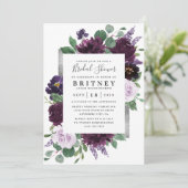 紫とグレーシルバーウォーターのカラーブライダルシャワー 招待状 (スタンド正面)