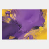 紫とゴールドの抽象画 ラッピングペーパーシート (正面2)